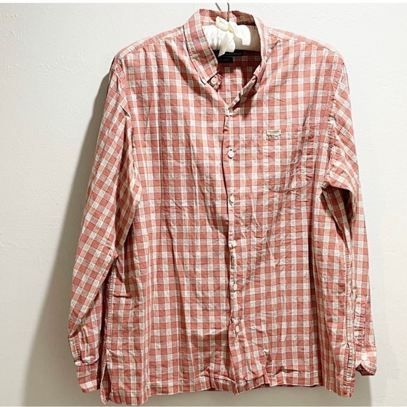 Vintage POLO RALPH LAUREN SPORTSMAN Men’s Orange Plaid Button Down Shirt Size L - Picture 1 of 8